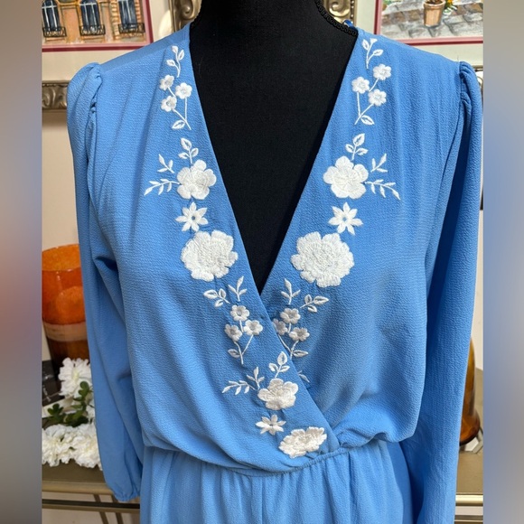 MI AMI BY FRANCESCA BLUE FLORAL CASUAL SPRING SUMMER BEACH RESORT ROMPER SZ M - Picture 4 of 10